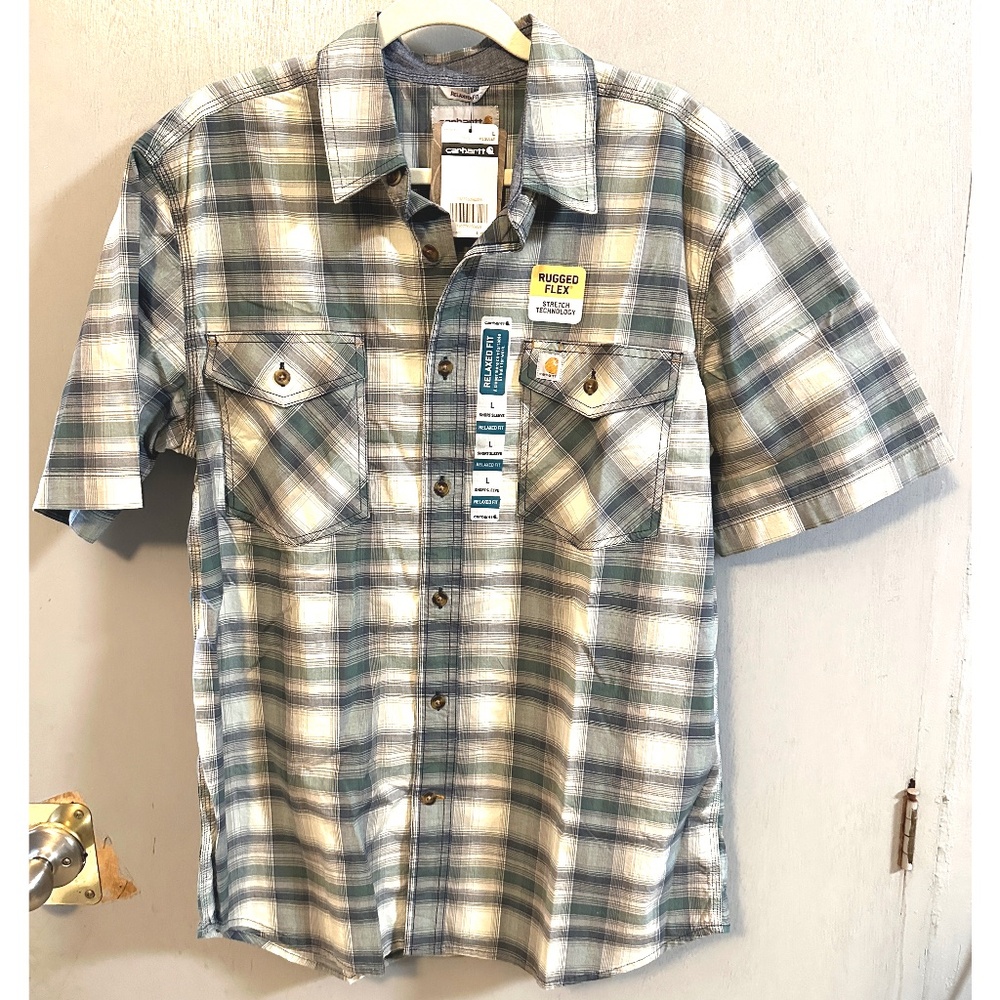 Carhartt Button Mens Sz L 104173 Gray Shirt NWT